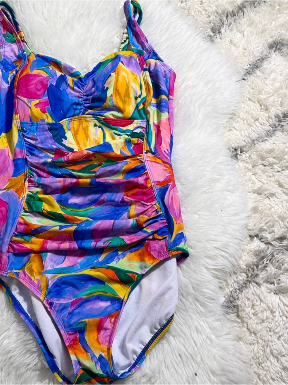 Paradise bay women’s Multicolor Abstract One-Piece Swimsuit NWOT